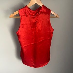 Sam Candré Red Satin Sleeveless Buttoned Top